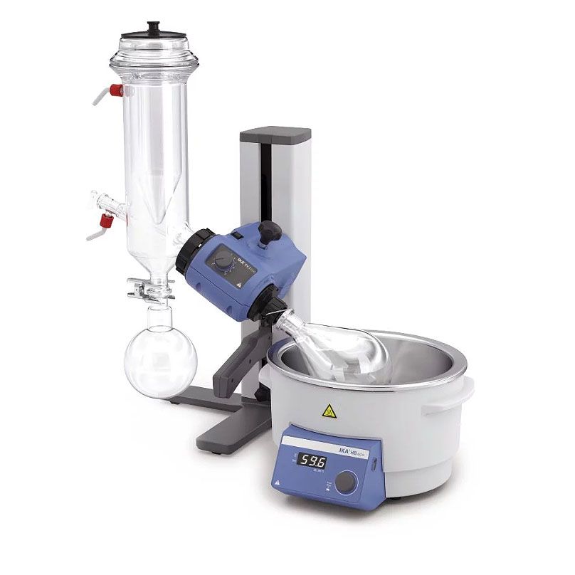 IKA Rotary evaporator RV 3, dry ice condenser, coated, Manual lift, heating Bath HB digital