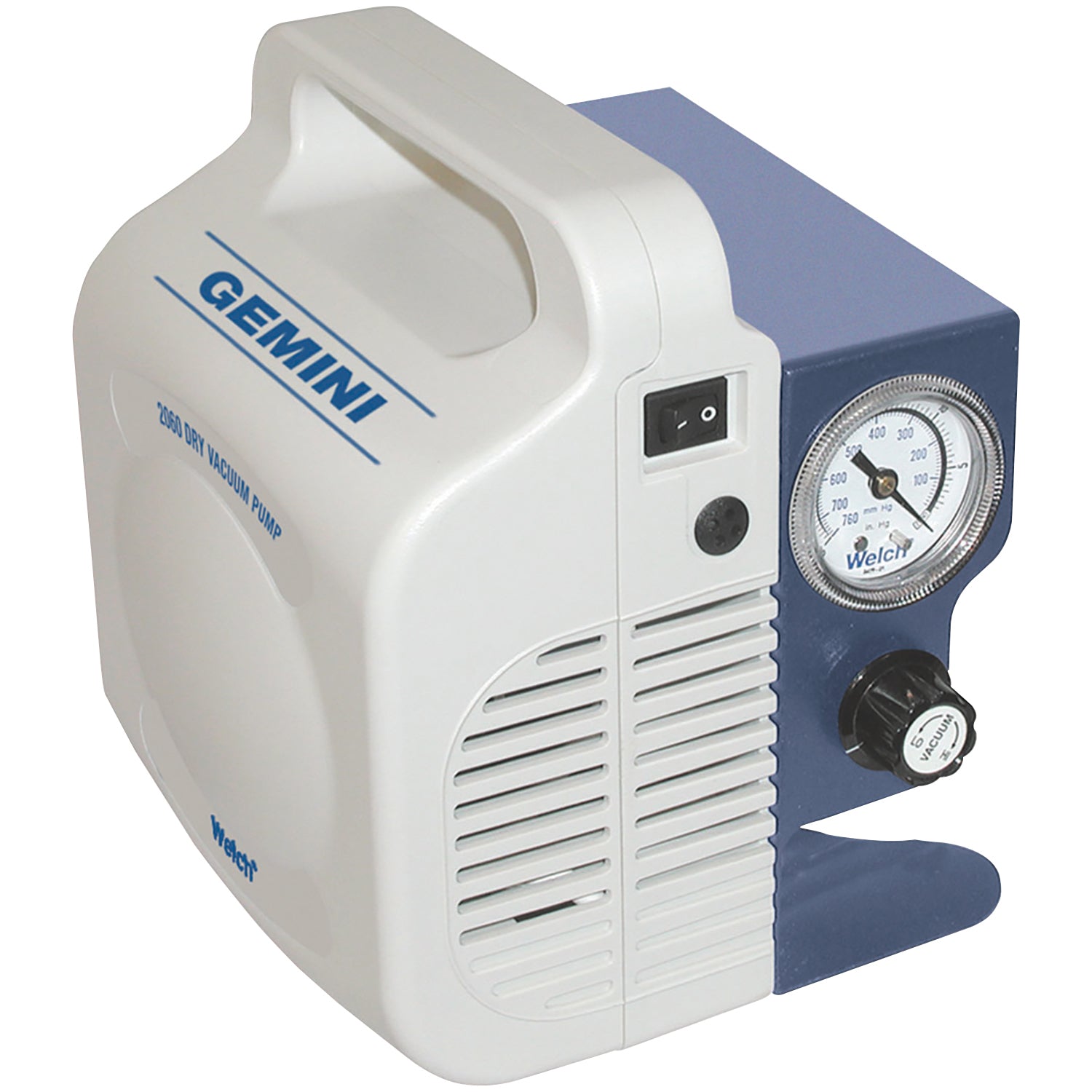 WELCH Gemini Dry Pump w/ Regulator/Gauge, 200 Torr, 13L/min,115V,60Hz,1PH