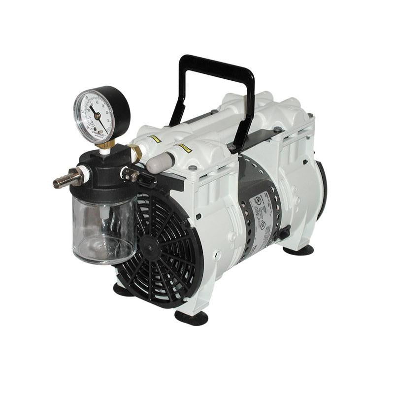 WELCH Wob-l Dry Pump with Inlet Trap and Gauge, 115V 60Hz 1Ph, with CE Mark, 65 lpm, 5 Torr