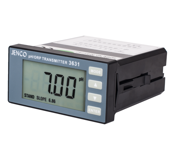 Jenco Industrial pH/ORP Transmitter, LCD Display, 1/8 Din Panel Mount