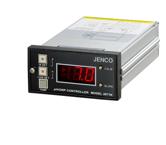 Jenco pH/ORP Controller, Voltage Output, LED Display, 1/8 Din Panel Mount