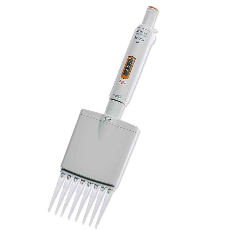 Socorex Multichannel Pipette, Acura 855, 0.5 to 10 µL, Micro Tip, 10 µL, 8 Channel