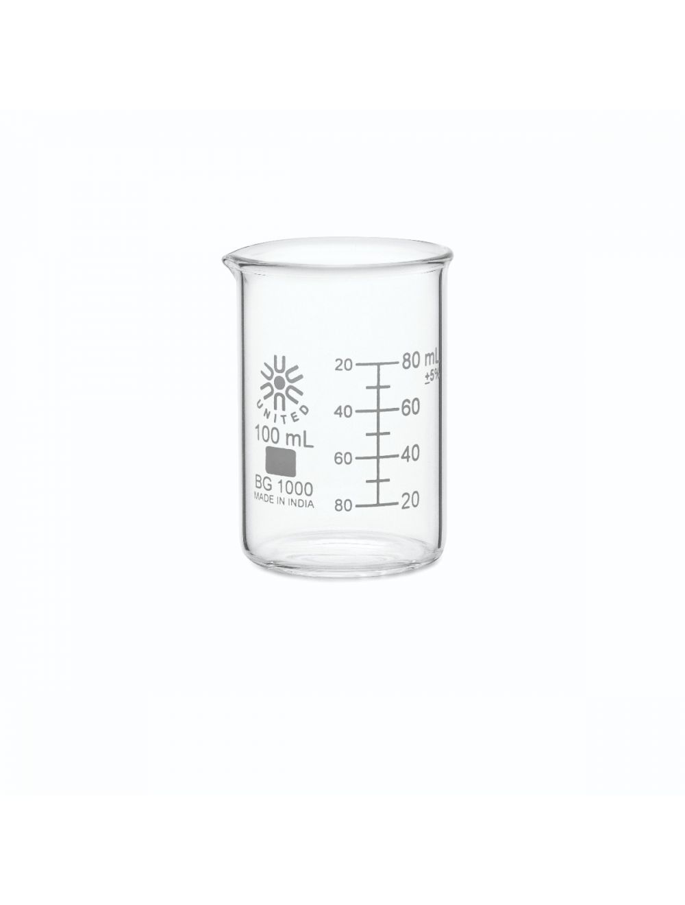 UNITED SCIENTIFIC Borosilicate, Graduated, 100mL. 12/Pkg