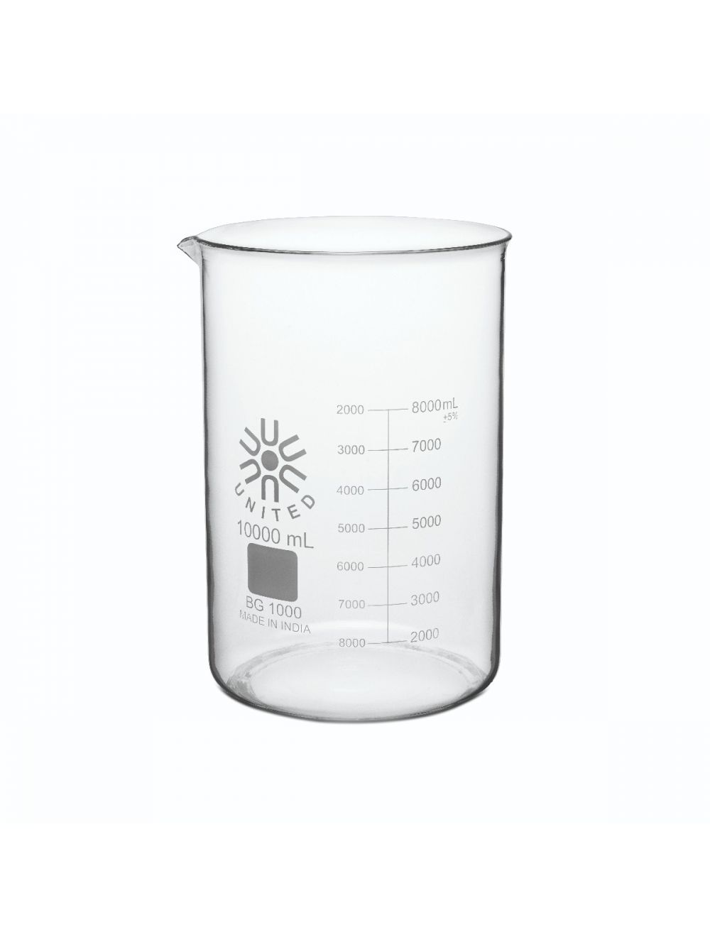 UNITED SCIENTIFIC Borosilicate, Graduated, 100000mL. 1/Pk