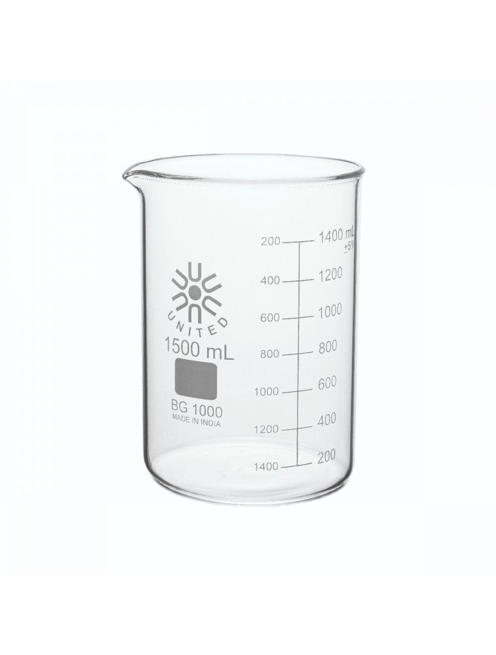 UNITED SCIENTIFIC Borosilicate, Graduated, 1500ml. 1/Pk