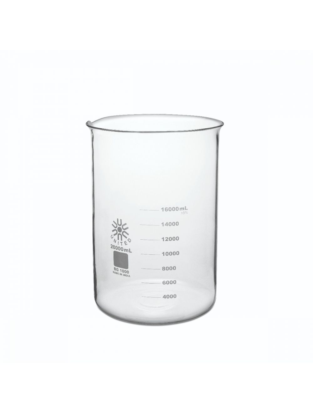 UNITED SCIENTIFIC Borosilicate, Graduated, 20000ml.1/Pk