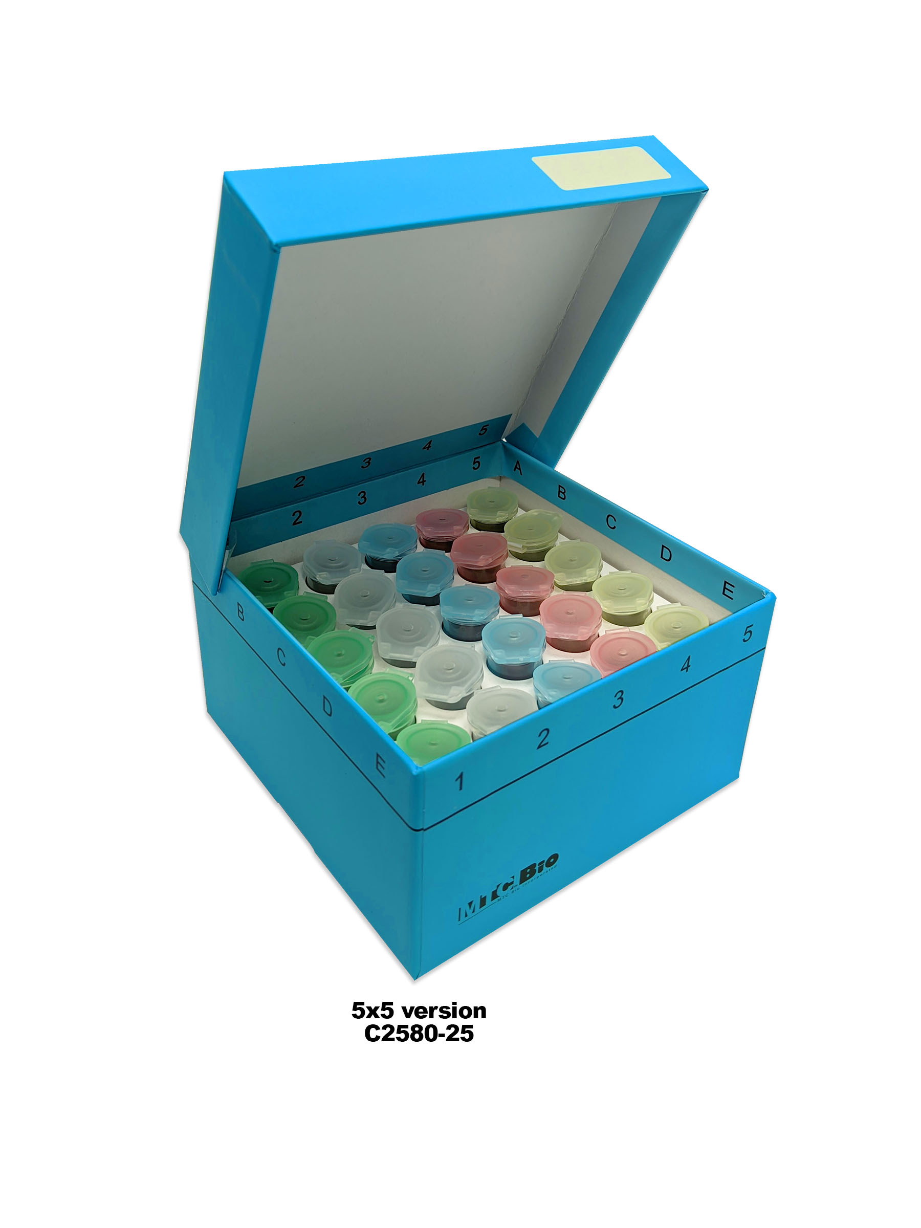 Rose Cardboard freezer box with hinged lid, 3 inch, with insert for 25 snap-cap 5ml MacroTubes, 5.25 x 5.25 x 3 inches, 5/pk