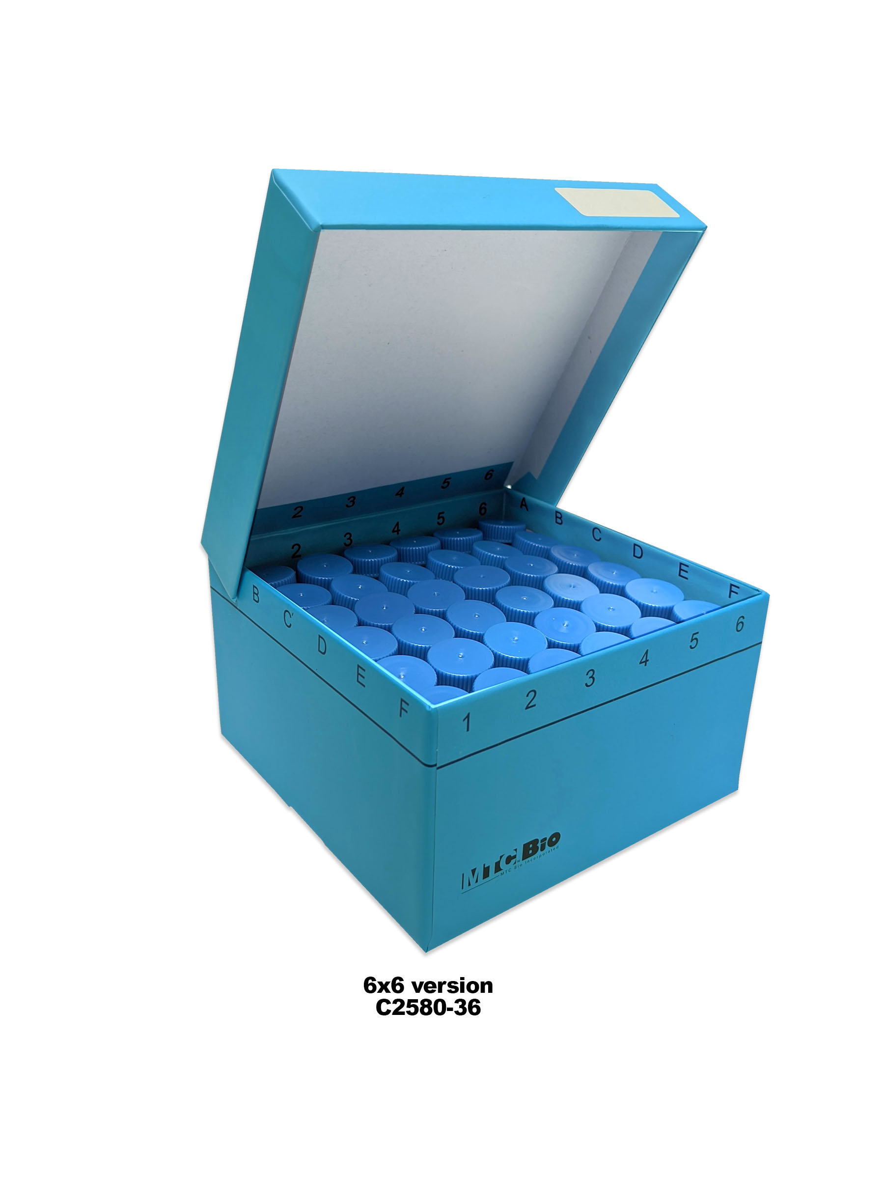 Rose Cardboard freezer box with hinged lid, 3 inch, with insert for 36 screw-cap 5mL MacroTubes, 5.25 x 5.25 x 3 inches, 5/pk