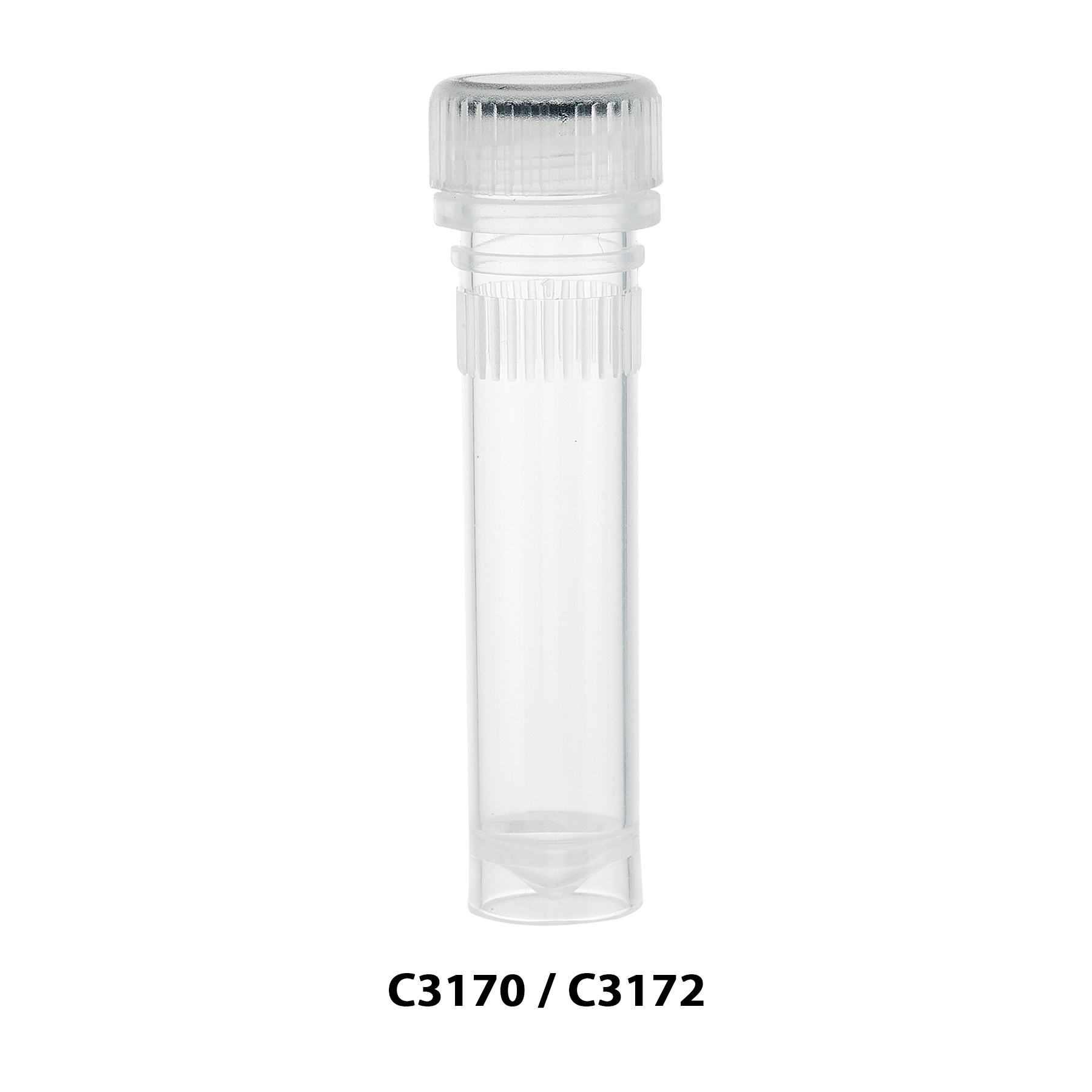 Rose Screw Cap Microtube, 2.0mL, No Printing (no Graduations/Marking Area), Sterile w/ O-Ring and Attached Natural Color Cap, Self-Standing, 50/Bag, 1000/cs