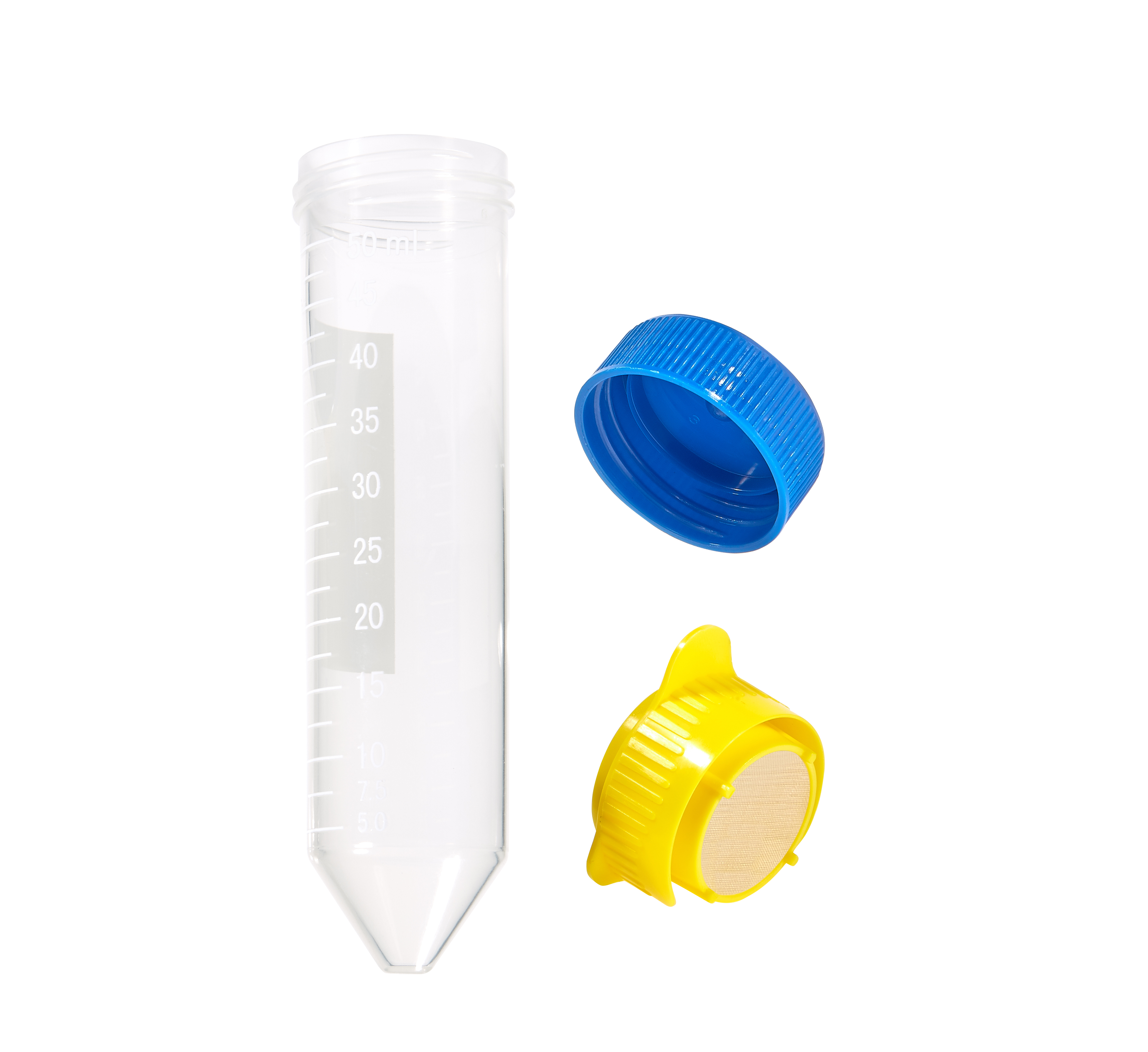 Rose ReadyStrain™ 40µm Cell Straining Kit w/ Strainer, 50mL tube and Screw-Cap, White, Sterile, Indiv. Wrapped, 50/pk