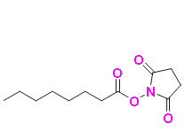 2,5-dioxopyrrolidin-1-yl octanoate, CAS # 14464-30-3, C12H19NO4, MW 241.28, 98%