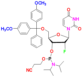 2&apos;-F-dU Phosphoramidite, CAS # 146954-75-8, MF: C39H46FN4O8P, MW: 748.78, 98%