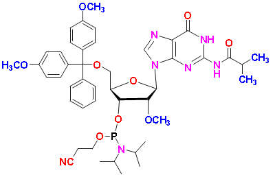 2&apos;-OMe-G(iBu)-3&apos;-phosphoramidite, CAS # 150780-67-9, MF:  C45H56N7O9P, MW: 869.94, 98%