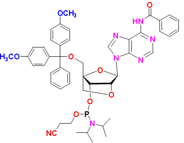 5′-ODMT-LNA N-Bz Adenosine-Phosphoramidite, CAS # 206055-79-0, MF: C48H52N7O8P, MW: 885.94, 98%