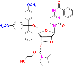 5′-ODMT-LNA N-Bz Cytidine-Phosphoramidite, CAS # 206055-78-9, MF: C47H52N5O9P, MW: 861.92, 98%