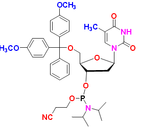 DMT-dT Phosphoramidite, CAS # 98796-51-1, MF: C40H49N4O8P, MW: 744.81, 98%