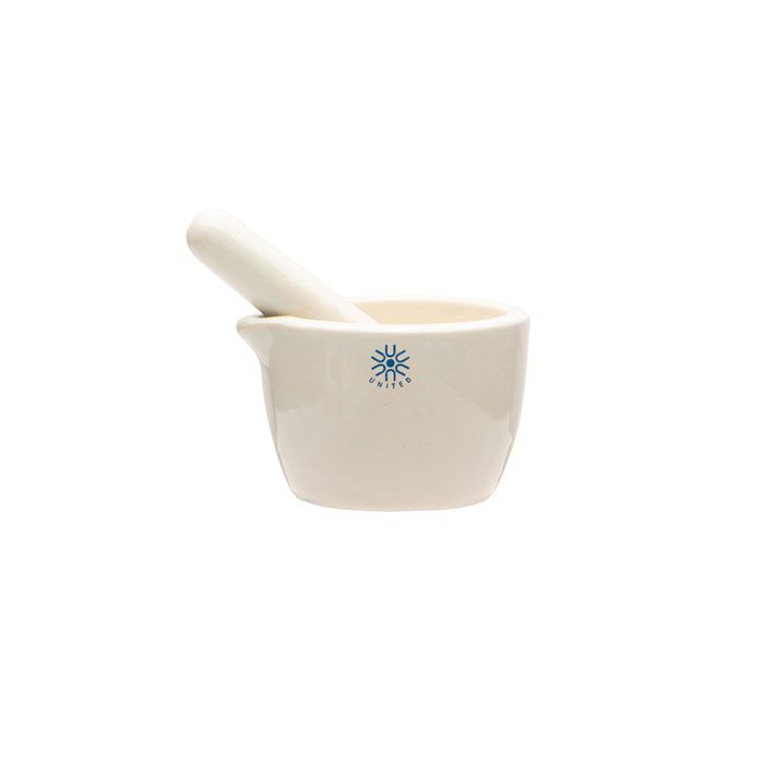 UNITED SCIENTIFIC Mortar & Pestle Set, Porcelain, Capacity 50mL