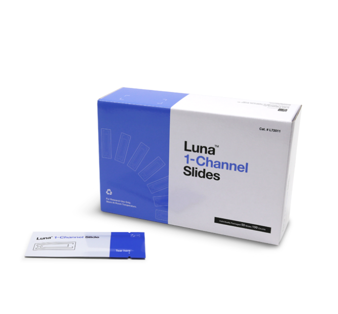 LOGOS LUNA™ 1-Channel Slides, Sterile - Gamma-Irradiated, 500 Slides(1-Channel Slides50 µLFX7-Only)