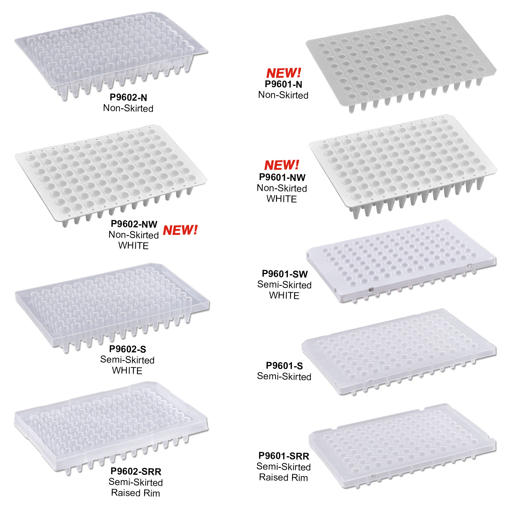 Rose PCR Plates 96 x 0.1ml (Low Profile/Fast) non-skirted, WHITE, 50/pk