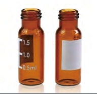 Rose 2mL Amber Glass 12x32mm Flat Base 9-425 Screw Thread Vial with Label. 100pcs/pk.