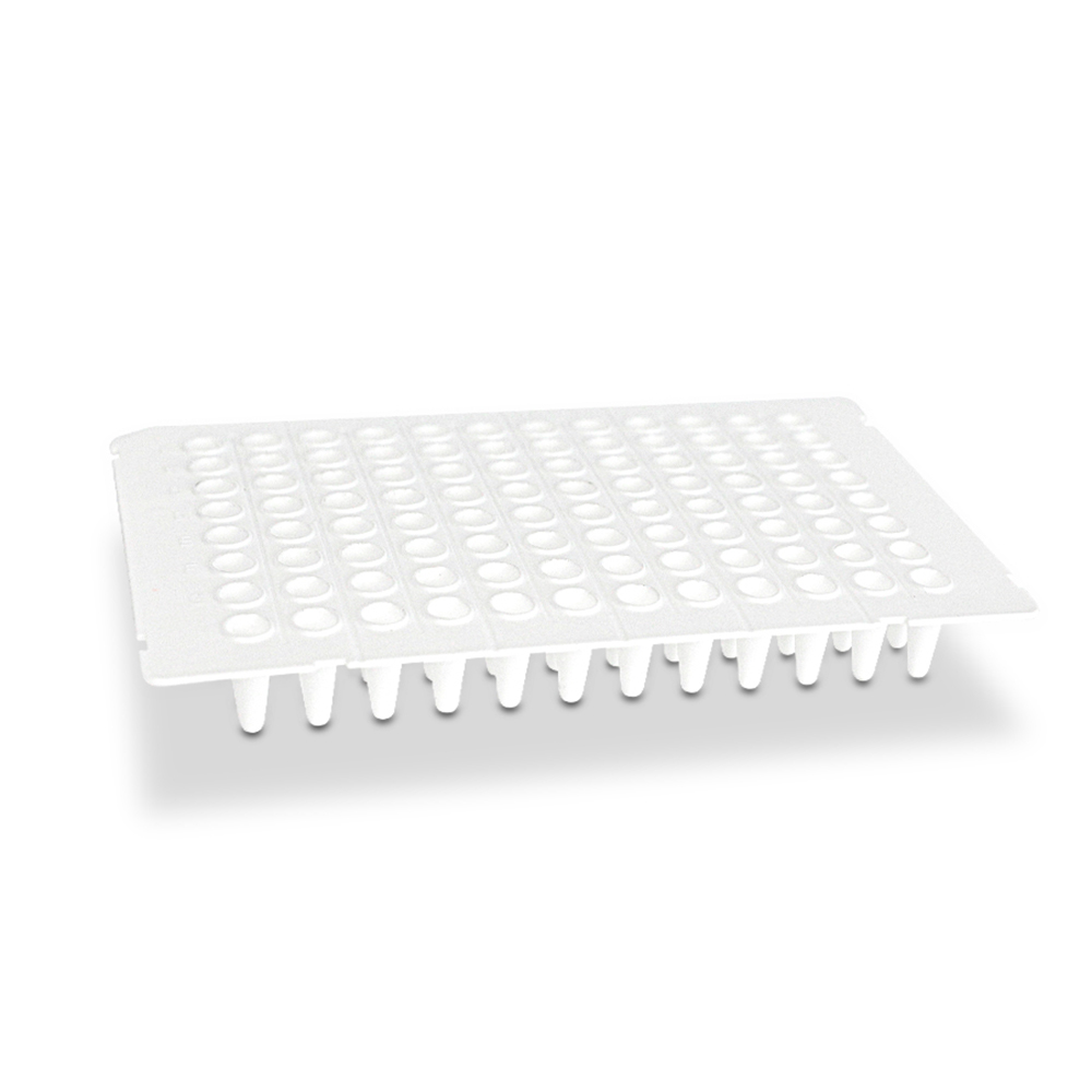 0.1mL 96-Well PCR Plate. No Skirt. Flat deck. Frost. Non- Sterile 5pieces/bag. 5 bags/pack. 6packs/carton