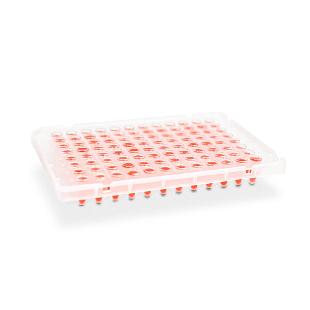 0.1mL 96-Well PCR Plate. No Skirt. Flat deck. White. Non- Sterile 5pieces/bag. 5 bags/pack. 6packs/carton