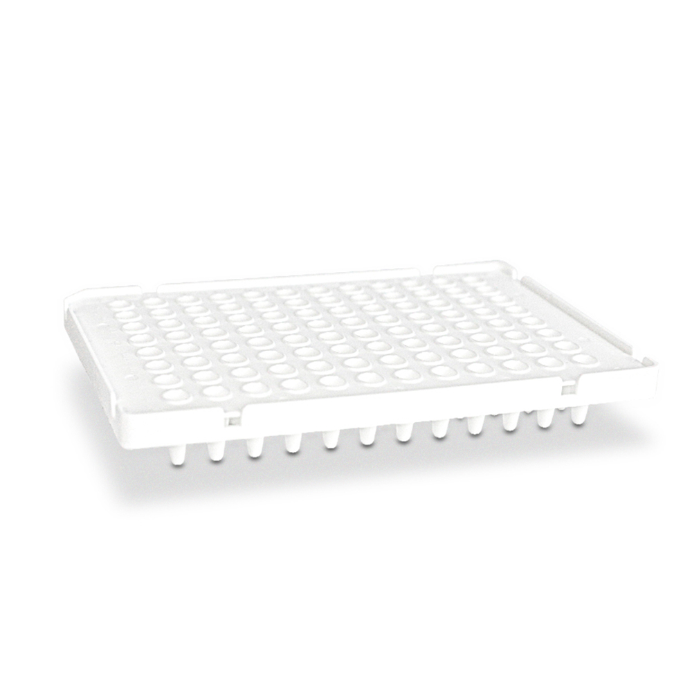 0.1mL 96-Well PCR Plate. Semi Skirt. Non-Flat deck. Frost. Non- Sterile 5 pieces/bag. 5bags/pack. 6packs/carton