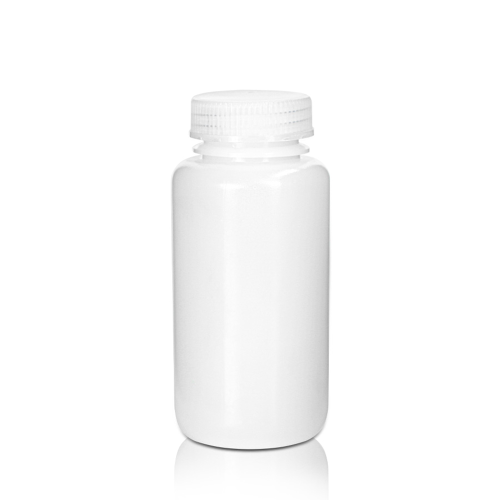 250mL HDPE Reagent Bottle and Cap. Wide Mouth. Natural. Non-Sterile 20 pieces/bag. 10bags/carton