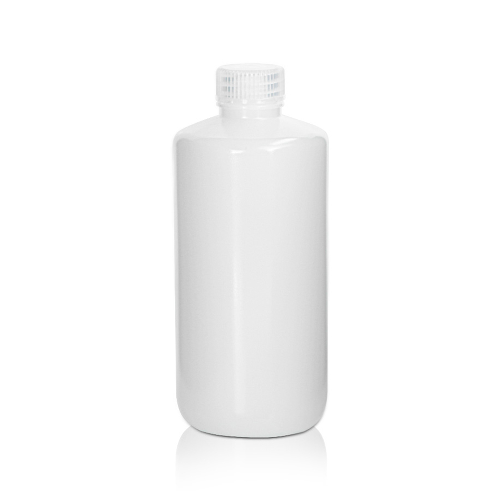 1000mL HDPE Reagent Bottle and Cap. Narrow Mouth. Natural. Non-Sterile 5 pieces/bag. 10bags/carton