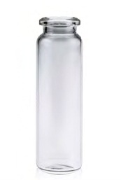 Rose 20mL Clear Glass 22.5x75mm. 20mm Beveled Edge. Rounded-Flat Bottom. Crimp Headspace Vial. Short Neck. 100pcs/pk.