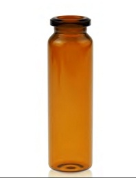 Rose 20mL Amber Glass 22.5x75mm. 20mm Beveled Edge. Rounded-Flat Bottom. Crimp Headspace Vial. Short Neck. 100pcs/pk.