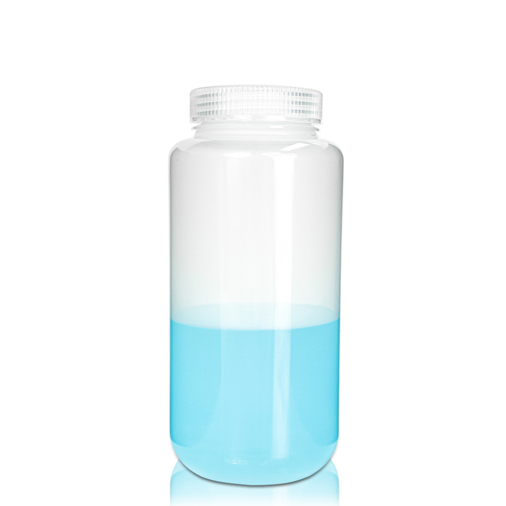 1000mL PP Reagent Bottle and Cap. Wide Mouth. Translucent. Non-Sterile 5 pieces/bag. 10bags/carton