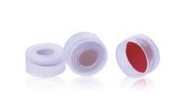 Rose Clear 11mm Open Top Snap Cap with Red PTFE/White Silicone Septa 1mm Thick. 100pcs/pk.