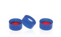 Rose BLUE 11mm Open Top Snap Cap with Red PTFE/White Silicone Septa 1mm Thick. 100pcs/pk.