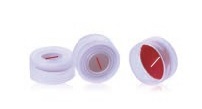 Rose Clear 11mm Open Top Snap Cap with Red PTFE/White Silicone Septa 1mm Thick Pre-Slit.100pcs/pk.