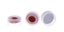 Rose Clear 11mm Open Top Snap Cap with White PTFE/Red Silicone Septa 1mm Thick. 100pcs/pk.