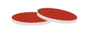 Rose 13-425 Red PTFE/White Silicone Septa 1mm Thick. 100pcs/pk.