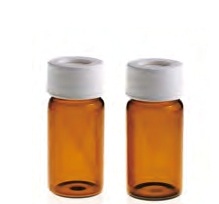 Rose 20mL 27.5x57mm Amber Glass EPA/TOC Vial 24-400 White Open Top PP Screw Cap with 22mm Natural PTFE/White Silicone 3.0mm thick Septa (EPA Quality). 100pcs/pk.