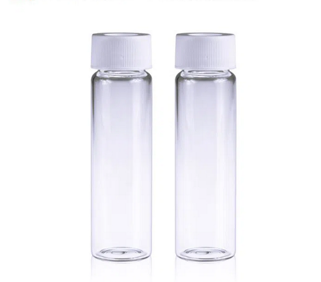 Rose 40mL 27.5x95mm Amber Glass EPA /TOC Vial 24-400 White Open Top PP Screw Cap with 22mm Natural PTFE/White Silicone 3.0mm thick Septa (EPA Quality) and Dust Cover. 72pcs/pk.