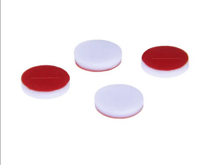 Rose 8-425 Red PTFE/White Silicone Septa 1.5mm Thick PRE-SLIT. 100pcs/pk.