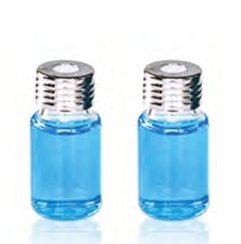 Rose 10mL Clear Glass Screw Headspace Vial 22.5*46mm 18mm Silver Color Open Top Metal Cap (8mm hole) with 17.5mm Blue PTFE/White Silicone Septa 1.5mm Thick Vial Cap Septa are Pre-Assembled together. 100pcs/pk.