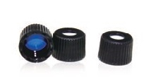 Rose Black 8-425 Open Top Screw Cap with 8mm Blue PTFE/White Silicone Septa 1.5mm Thick (Ultra Clean). 100pcs/pk.