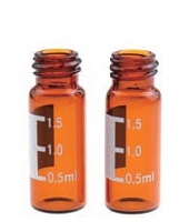 Rose 2mL Amber Glass 12x32mm Flat Base 10-425 Screw Thread Vial with Label. 100pcs/pk.