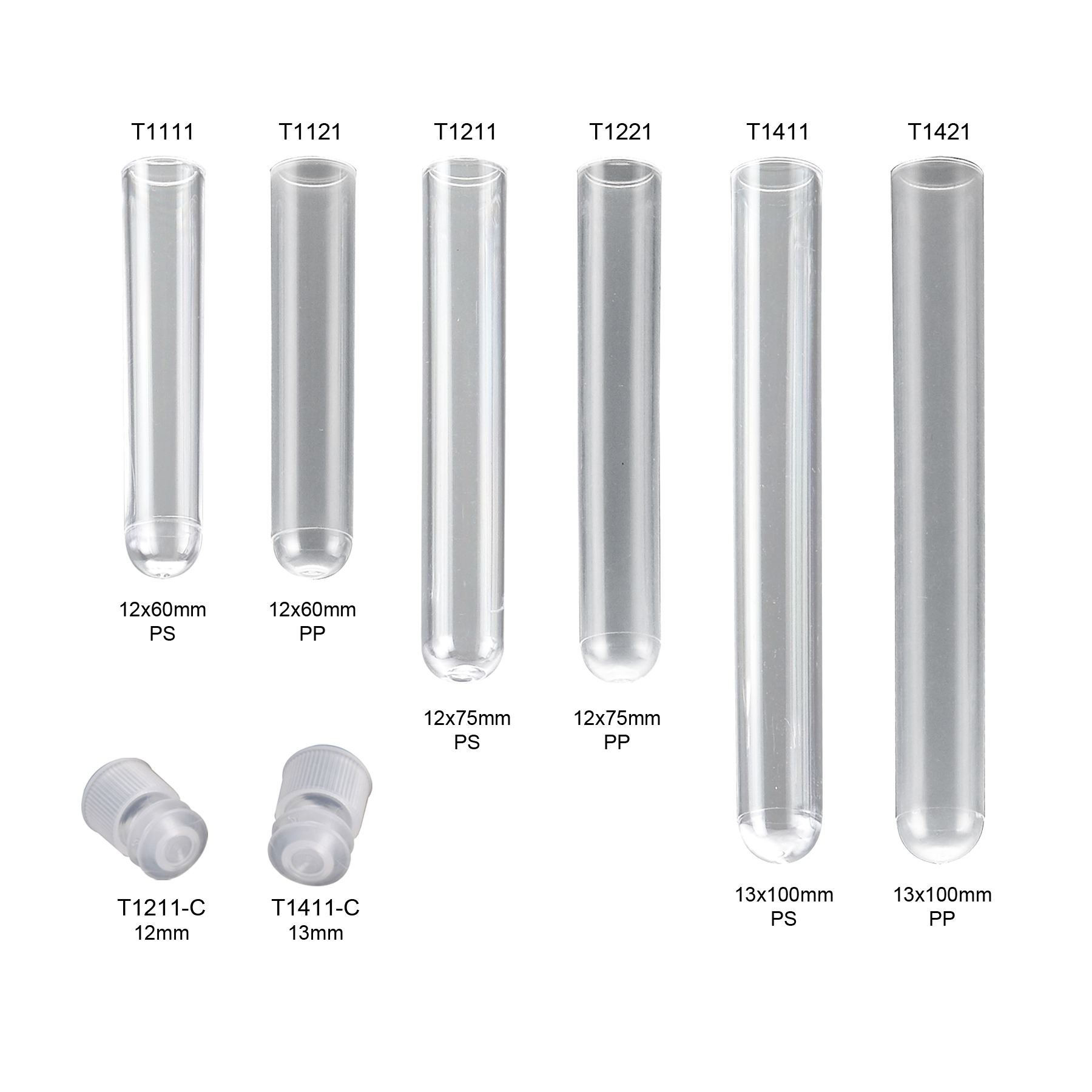 Rose Test Tube / Culture Tube, 12x60mm, 3mL, PS, Rimless, No Cap, Non-Sterile, 10 Bags of 500 Tubes, 5000/cs